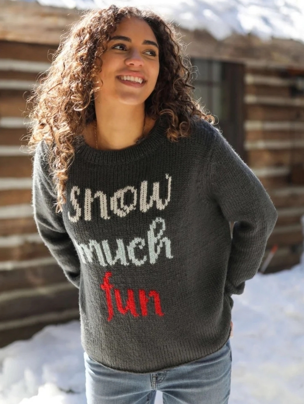 Wooden Ships Snow Much Fun Boxy Slouchy Crewneck Sweater Medium / Large - Picture 8 of 8